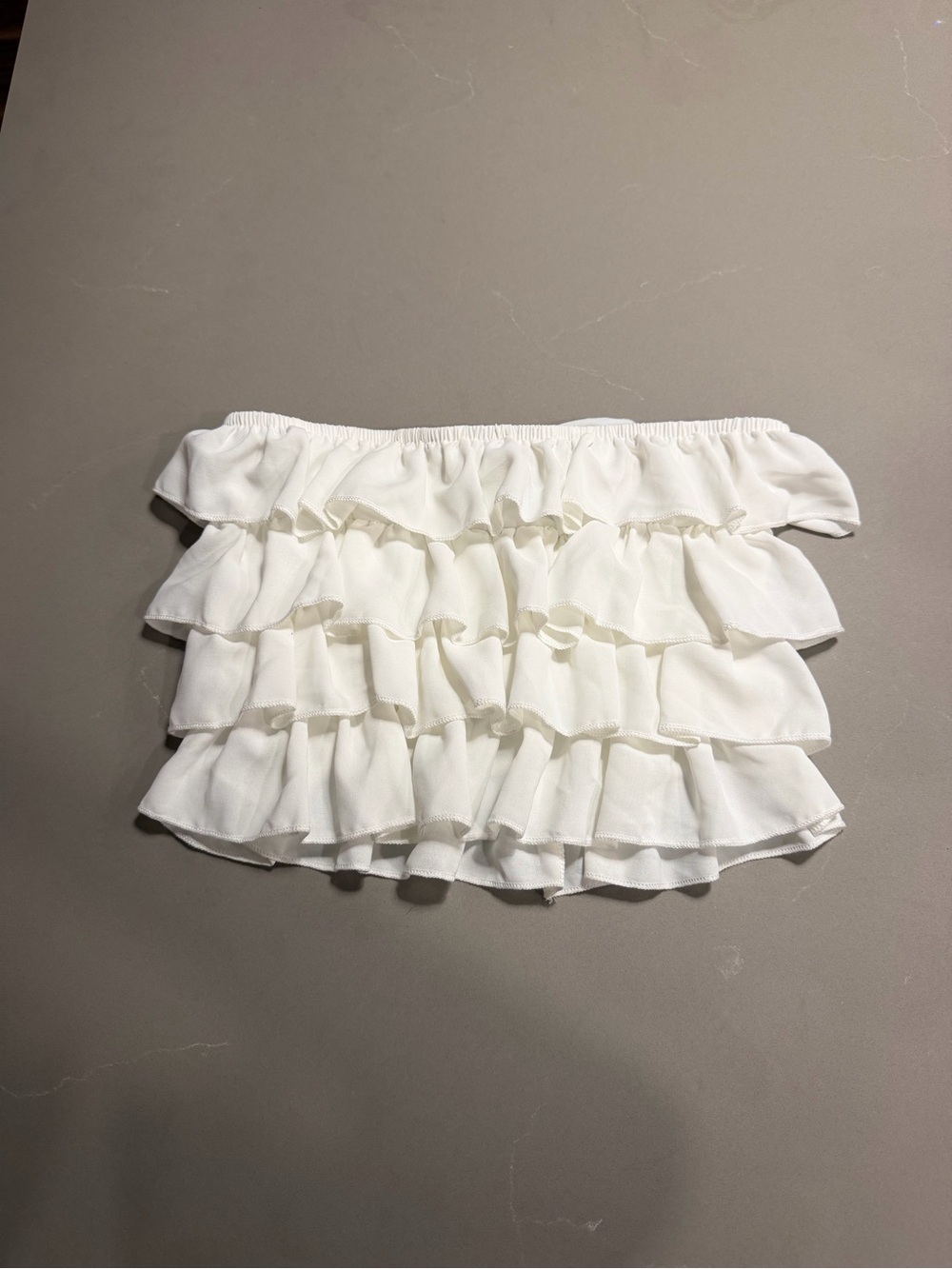 White Ruffle tube top